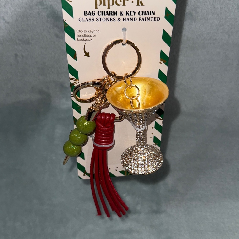 pipe•k Gold, Green and Red Bag Charm & Key Chain - Picture 5 of 7